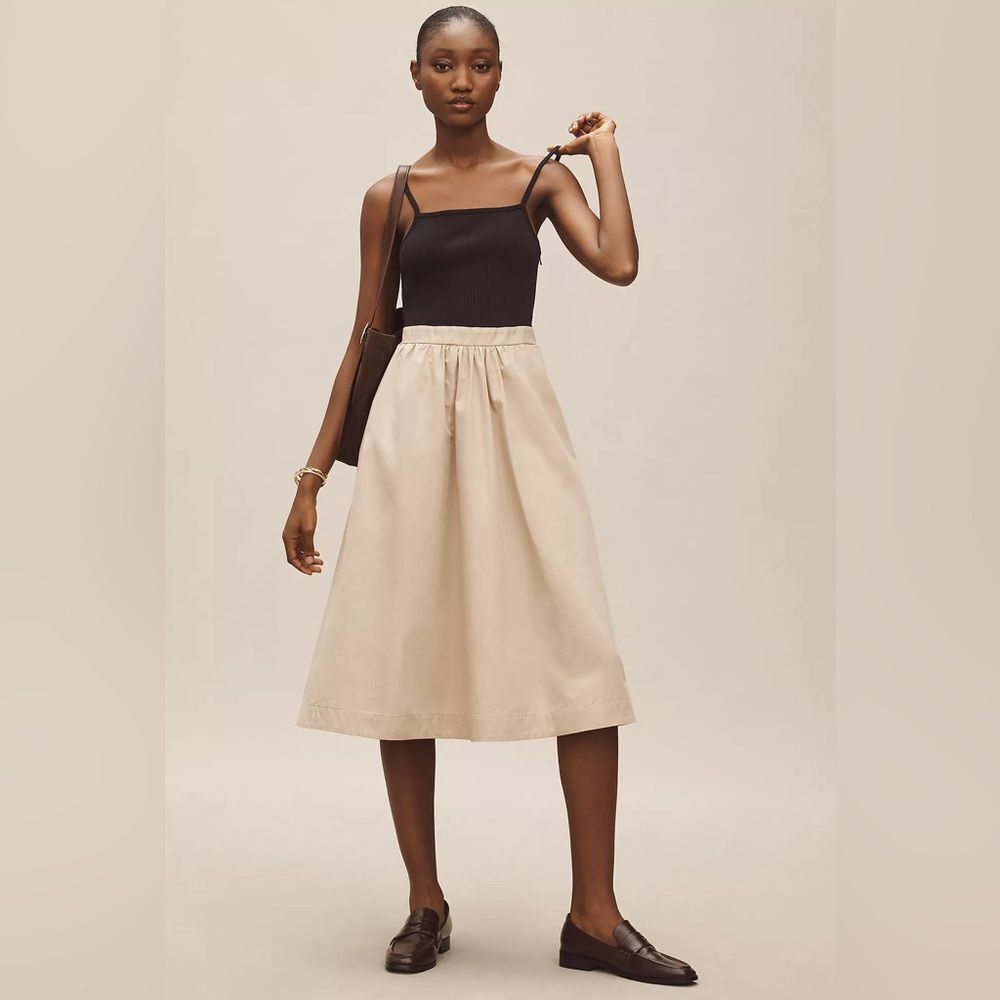 Anthropologie Maeve Sleeveless Rib Poplin Twofer Midi Dress XS NWOT